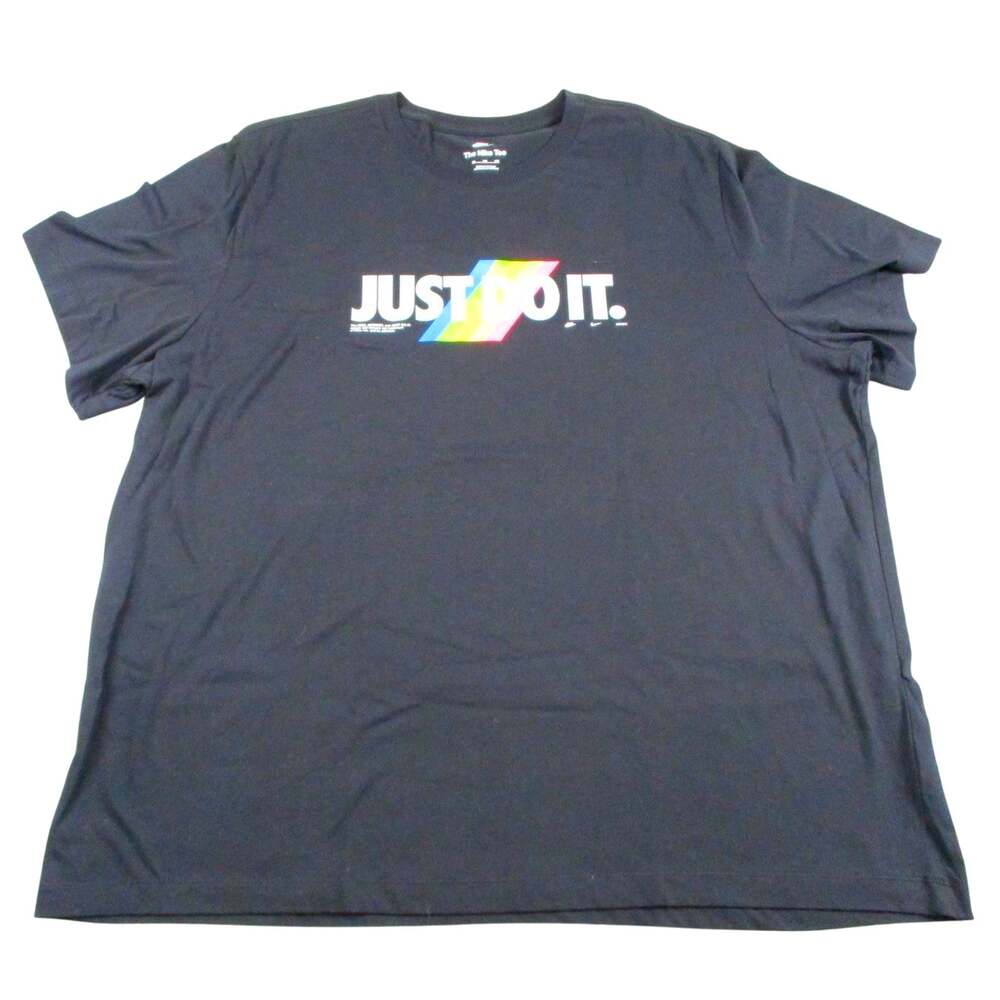 Nike Shirt Mens 3XL Black Just Do It Rainbow Logo Graphic Swoosh Tee Nike NWT